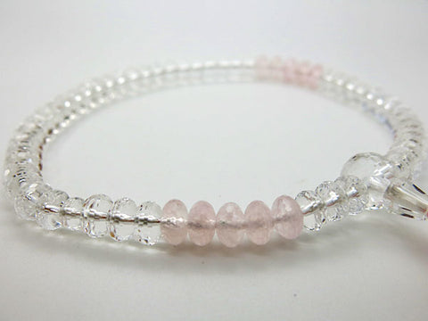 Women's Crystal Prayer Beads, Oval Bead, Rose Quartz Two-Tone