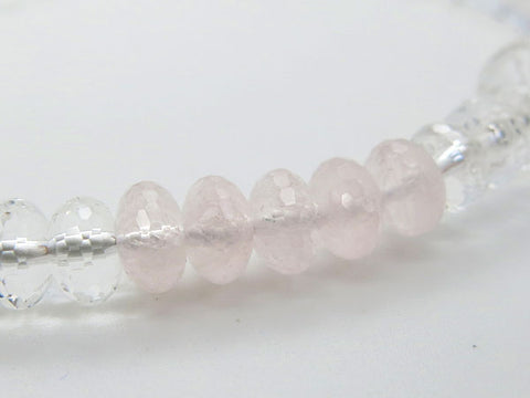Women's Crystal Prayer Beads, Oval Bead, Rose Quartz Two-Tone