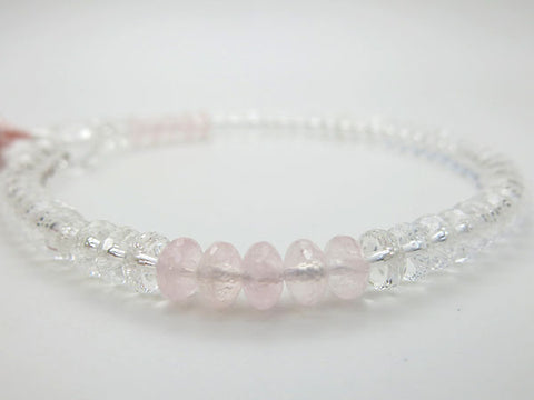 Women's Crystal Prayer Beads, Oval Bead, Rose Quartz Two-Tone