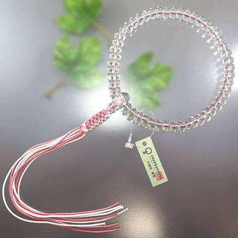 Women's Prayer Beads, Crystal, Oval Bead, Ash-Pink Cord Tassel