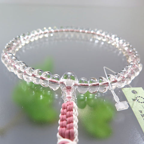 Women's Prayer Beads, Crystal, Oval Bead, Ash-Pink Cord Tassel
