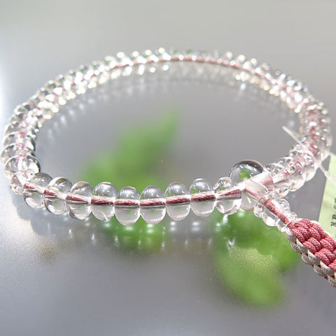 Women's Prayer Beads, Crystal, Oval Bead, Ash-Pink Cord Tassel