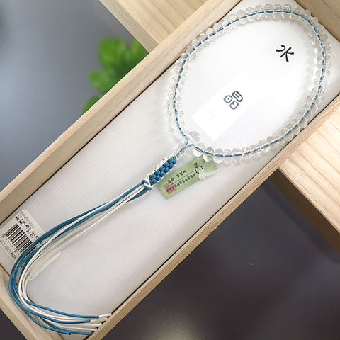 Women's Prayer Beads, Crystal, Oval Bead, Light Blue Cord Tassel
