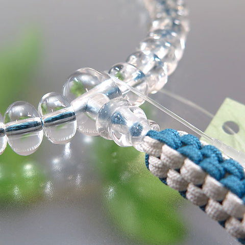Women's Prayer Beads, Crystal, Oval Bead, Light Blue Cord Tassel