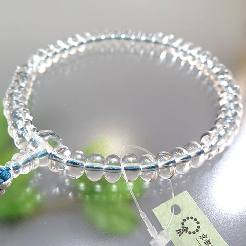 Women's Prayer Beads, Crystal, Oval Bead, Light Blue Cord Tassel