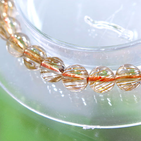 Red Rutile Quartz Bracelet, 6mm Beads, Straight, Limited Edition