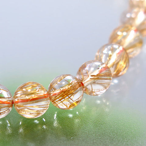 Red Rutile Quartz Bracelet, 6mm Beads, Straight, Limited Edition