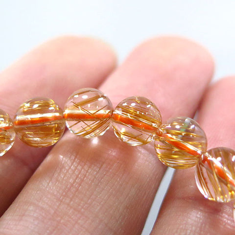 Red Rutile Quartz Bracelet, 6mm Beads, Straight, Limited Edition