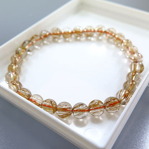 Red Rutile Quartz Bracelet, 6mm Beads, Straight, Limited Edition