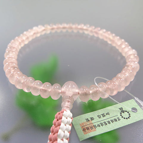 Women's Rose Quartz Prayer Beads, Oval Bead, String Tassel