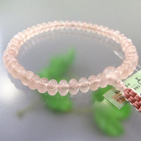 Women's Rose Quartz Prayer Beads, Oval Bead, String Tassel