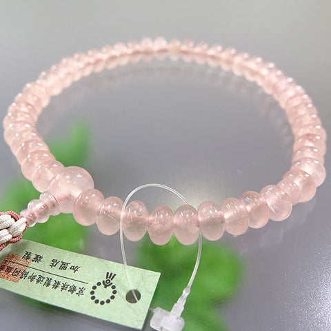 Women's Rose Quartz Prayer Beads, Oval Bead, String Tassel