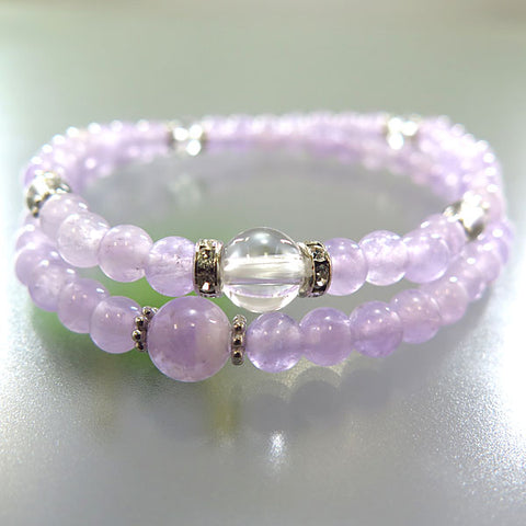 Fujiun Stone double-wrap bracelet with crystal rondel beads