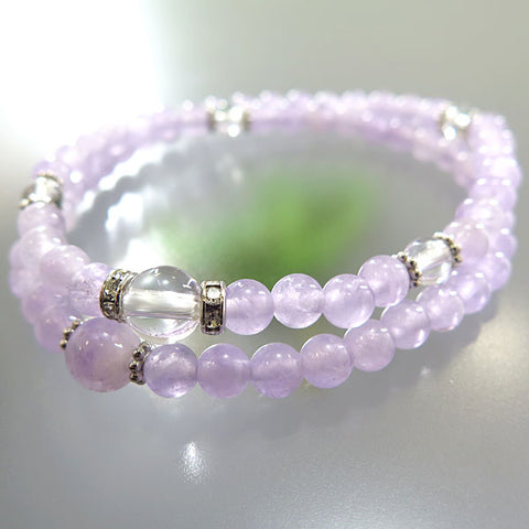 Fujiun Stone double-wrap bracelet with crystal rondel beads