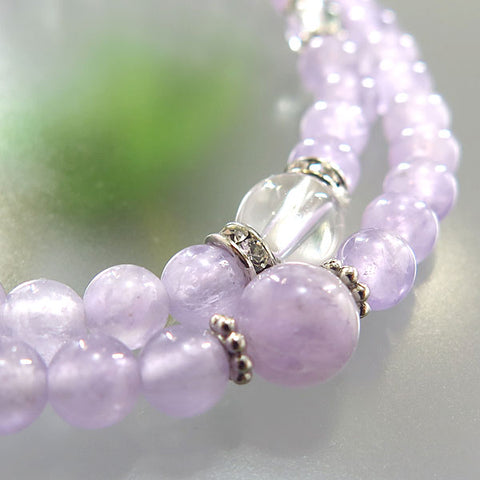 Fujiun Stone double-wrap bracelet with crystal rondel beads