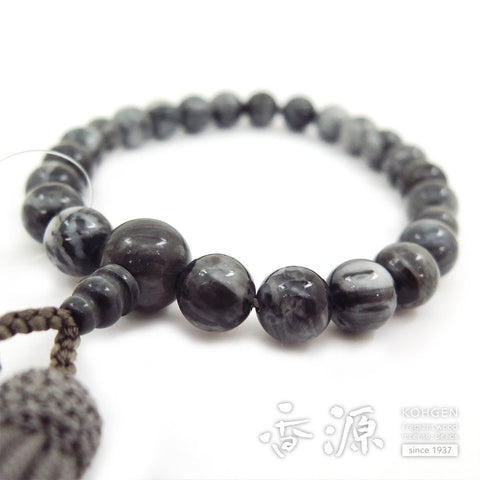 Men's prayer beads, grey cat's eye, 22 beads