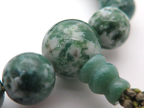 Men's Prayer Beads, Green Moss Agate, 22 Beads, Matching Set