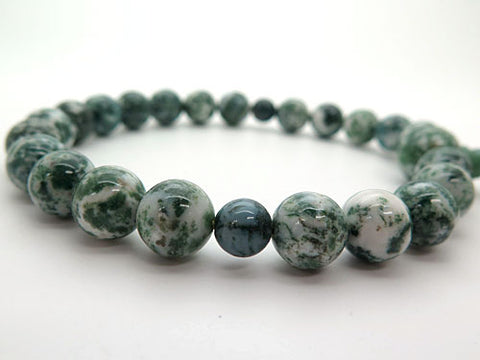 Men's Prayer Beads, Green Moss Agate, 22 Beads, Matching Set