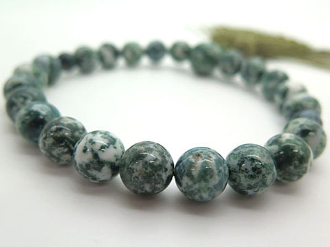 Men's Prayer Beads, Green Moss Agate, 22 Beads, Matching Set