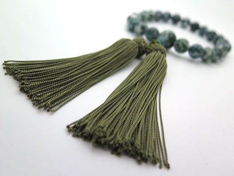 Men's Prayer Beads, Green Moss Agate, 22 Beads, Matching Set