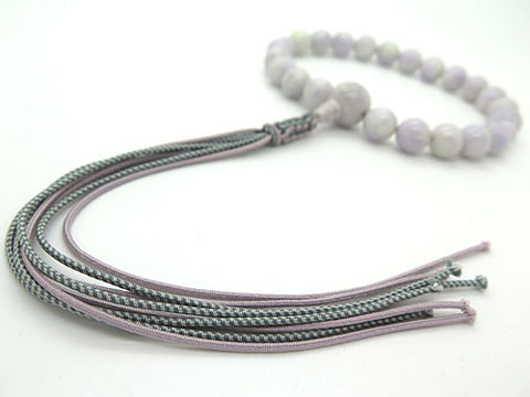 Men's prayer beads, lavender Burmese jade