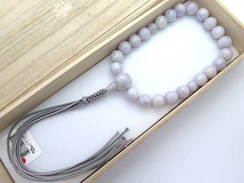 Men's prayer beads, lavender Burmese jade