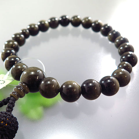 Men's prayer beads, obsidian, 22 beads, with matching tassel