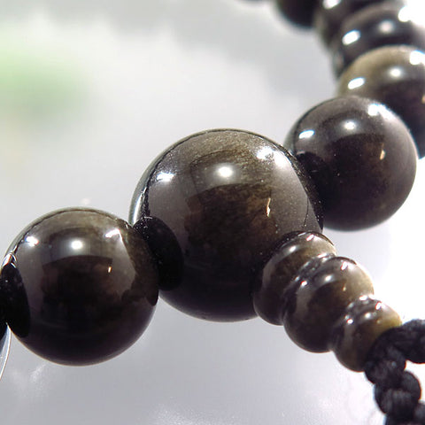 Men's prayer beads, obsidian, 22 beads, with matching tassel