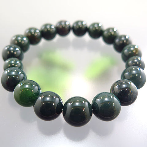 Bloodstone 12mm Bead Bracelet Q666112010000 - bead detail