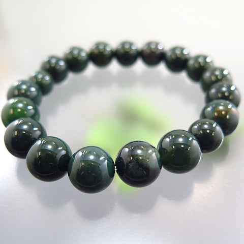Bloodstone 12mm Bead Bracelet Q666112010000 - bead detail 2