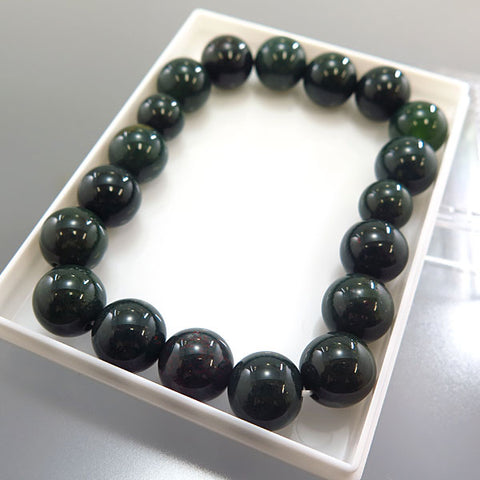 Bloodstone 12mm Bead Bracelet Q666112010000 - worn on wrist
