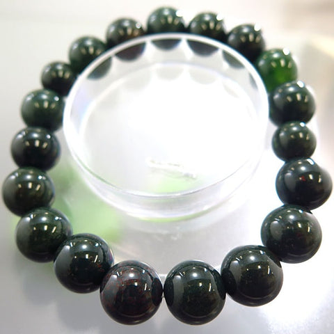 Bloodstone 12mm Bead Bracelet Q666112010000 - full view