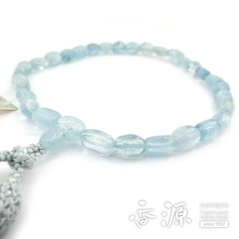 Women's Prayer Beads, Aquamarine, Pebble Cut, Limited Edition