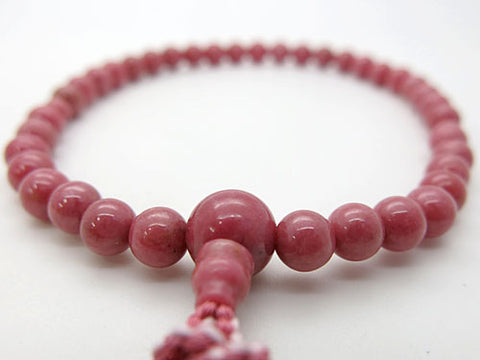 Women's Rose Gemstone Prayer Beads, 7mm Bead, Pink Tassel