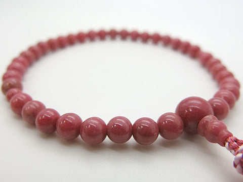 Women's Rose Gemstone Prayer Beads, 7mm Bead, Pink Tassel
