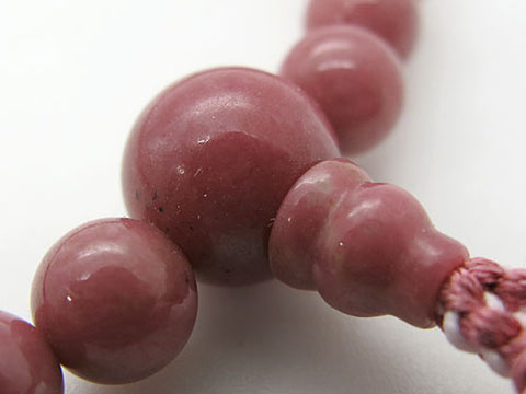 Women's Rose Gemstone Prayer Beads, 7mm Bead, Pink Tassel