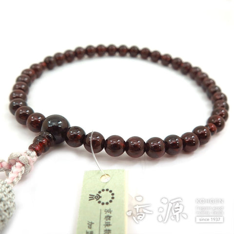 Women's Prayer Beads, Garnet, 5.5mm Bead, Silver Tassel