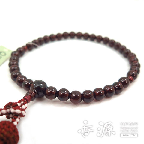Women's Prayer Beads, Garnet, 5.5mm Bead, Dark Red Tassel