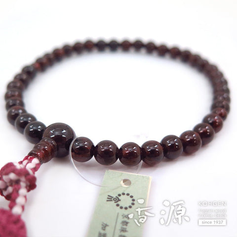 Women's Prayer Beads, Garnet, 5.5mm Bead, Light Red Tassel