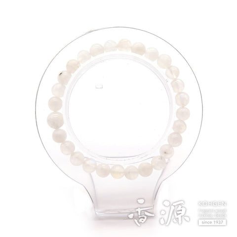 Blue Moonstone 6mm bead bracelet, straight, with facing bead