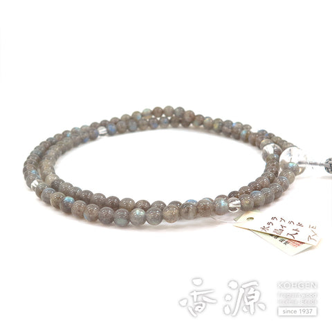 Men's Prayer Beads, Labradorite, Rinzai Sect, Shaku-Ni Length, Crystal Finish