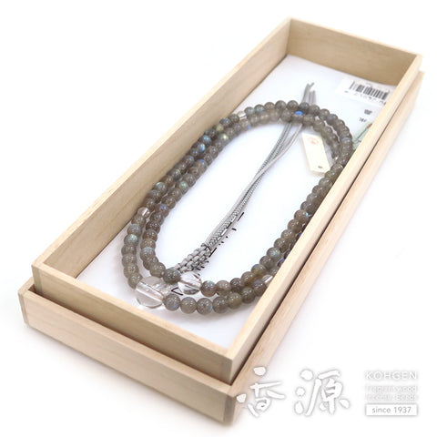 Men's Prayer Beads, Labradorite, Rinzai Sect, Shaku-Ni Length, Crystal Finish