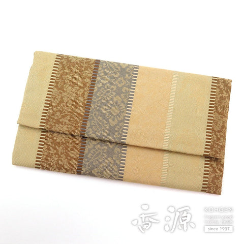 Prayer Beads Bag, Bi-Fold, Meibutsu-Gire Yoshino Stripe, Subdued