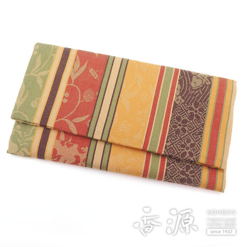 Prayer Beads Bag, Bi-Fold, Meibutsu-Gire Yorigire Stripe (Pieced Fabric), Bold