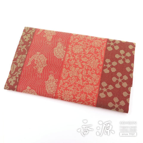 Prayer Beads Bag, Bi-Fold, Meibutsu-Gire Horizontal Stripe, Red