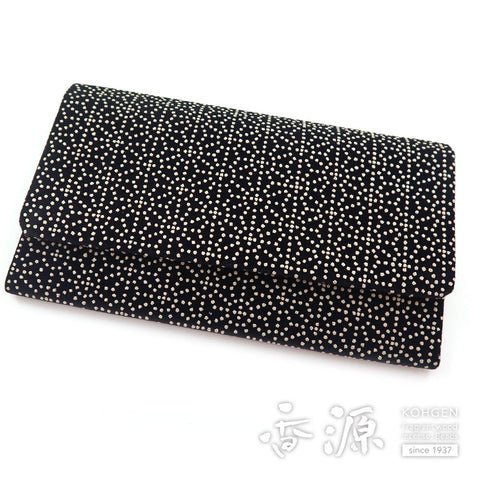 Prayer Beads Bag, Bi-Fold, Inden-Style Asanoha (Hemp-Leaf), Black/White