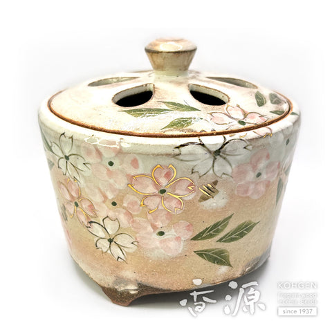 Kyoto Ware Incense Burner – Kenzan Style Cherry & Plum Series