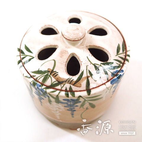 Kyoto Ware Incense Burner – Kenzan Style Plants & Vines Series