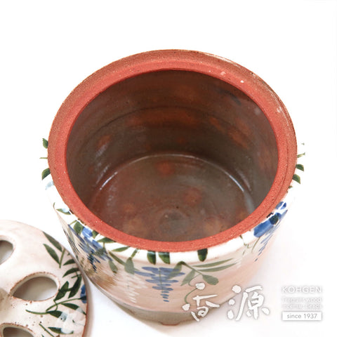Kyoto Ware Incense Burner – Kenzan Style Plants & Vines Series