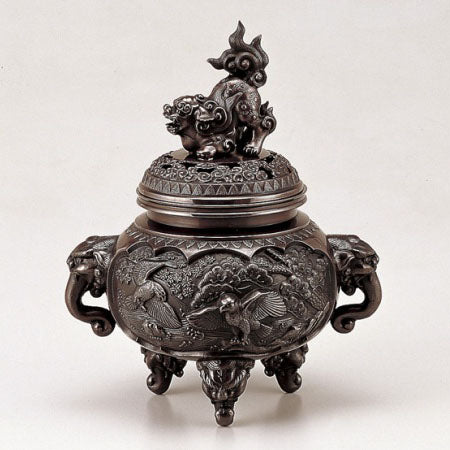 Takaoka Metalwork Extra large flower and bird Incense Burner